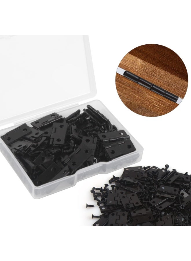 18 x 15mm Small Black Euro Hinges, 50pcs with 200 Screws, Iron, Electroplated Finish, 4 Holes Each, Ideal for Crafts, Jewelry Box, Dollhouse, Cabinet, Drawer - Image 4